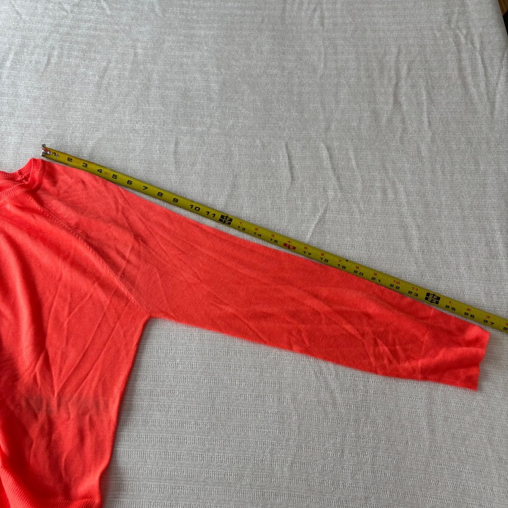 Zara Women Neon Coral Orange Raglan Knit Sweater Viscose Blend Size S Pullover - Picture 9 of 9